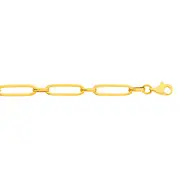 9ct Gold 19cm Hollow Fancy Figaro Paper Clip Bracelet
