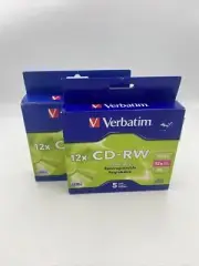 Verbatim CD-RW 700MB x2 5pk Slim 4x-12x File/Data Storage Rewritable Blank Discs