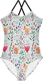 [RPLIFE] Girls Swimming Suits 3-10 Y Beach Swim Suits Kids, Whimsical Spring Floral Sage