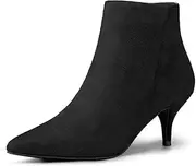 [Allegra K] Women's Pointed Toe Zip Stiletto Kitten Heel Ankle Booties