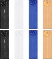 [WY LIGHTING LEVEL] 8 Pcs Elastic Waist Extenders Adjustable Pants Waistband Jeans Trousers Expander with Button Pant Waist Stretcher for Jeans Women Men Dress Maternity Pregnancy Slacks, Khaki, Blue,