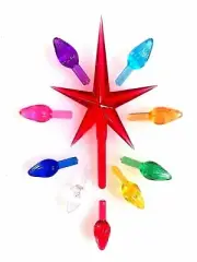 54 Medium Twist (9 Colors) + 1 Lg Red Star Topper for Ceramic Christmas Trees