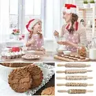 Christmas Rolling Pin Embossing Baking Cookies Cake Textured Wooden KitchenTool