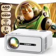 Mini Projector with WiFi and Bluetooth 450ANSI 1080P FHD Home Movie Projector...