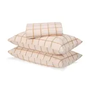 Flannelette Cotton Check Sheet Set - Queen Bed, Pink