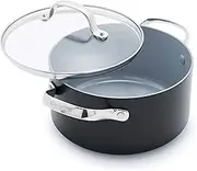 GreenPan Valencia Pro Hard Anodised Healthy Ceramic Non-Stick 20 cm / 3 Litre Stock Pot with Lid, PFAS-Free, Induction, Oven Safe, Grey