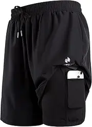 [HOTSUIT] Men's 2 in 1 Running Shorts 5"/ 7" Athletic Gym Workout Quick Dry with Compression Liner & Zipper Pockets
