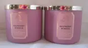 Bath & and Body Works 14.5 oz 3 WICK CANDLES Lot of 2 RASPBERRY MIMOSA