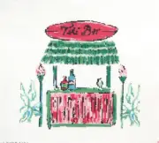 Blue Waters Vacation Tiki Hut Handpainted Needlepoint Canvas
