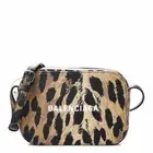 Balenciaga Calfskin Logo Printed Leopard XS Everyday Camera Bag Cross Body NEW