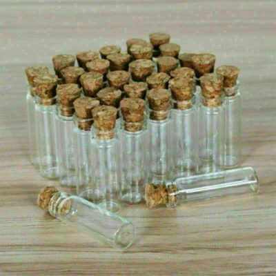 50-200Pcs 2ML Clear Small Glass Bottles with Corks Containers Jars Bottles Vials