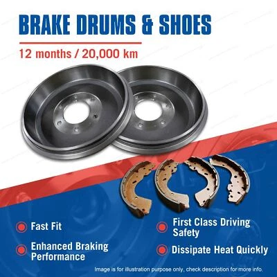 Rear Brake Drums + Brake Shoes for Mitsubishi Lancer CC CE Wagon 1992-1996 (for: Mitsubishi)