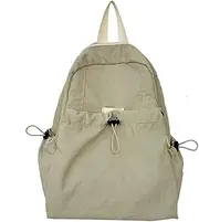 [GETBSTOOP] Nylon School Bag Backpack Drawstring Backpack Large Capacity for Men and Women School Bag Lightweight Rucksack with Side Pocket Gym Daypack for Travel Sports