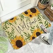Doormat, 40x60cm Sunflower Pattern Welcome Door Mats, Water Absorbent Entrance Mat, Non Slip Bath Rugs for Home Bathroom Front Door Decoration