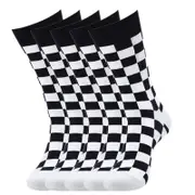 ANYSOX 5 Pairs Size 5-14 Fashion Socks Novelty Skateboard Squares Black and White Pattern Cotton for Women White