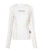 Rainbow Stitch logo-print top white/black