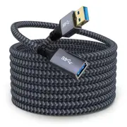 USB 3.0 Extension Cable 25 Ft - Nylon Braided USB Extender for Webcam, Camera, P