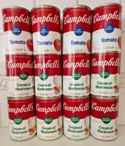 12 Campbells Soup Can 10.5oz,Exp2026 - Cream of Mushroom & Tomato