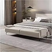Bedroom Bench for End of Bed Upholstered Ottoman - End of Bed Upholstered Stool for Makeup and Bedroom End of Bed, Leather Footstool with Arms Upholstered Footstool (Color : White