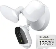 TP-Link Tapo Floodlight Outdoor Security WiFi Camera, 2800lm,2K QHD, IP65, 270°,Full-Colour Night Vision, AI Detection(Tapo C720)&SanDisk High Endurance microSDXC Card,UHS-I,C10,U3,V30(SDSQQNR-128G-G)