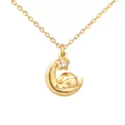 Sleeping Kirby Necklace Pendant Silver 925 Yellow Gold Cubic Zirconia U-treasure
