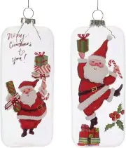 Melrose 12 Count White and Red Whimsical Santa Christmas Tag Ornaments 8.5"