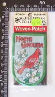 VINTAGE NORTH CAROLINA CARDINAL TRAVEL SOUVENIR EMBROIDERED PATCH SEW-ON BADGE