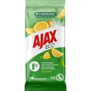 Ajax Eco Antibacterial Disinfectant Cleaning Wipes Lemon 110 pack