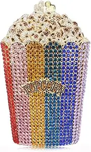 [DJBM] Luxury Women Popcorn Rhinestone Clutch Evening Bag Crystal Clutch Purses Diamond Clutch for Women Evening Party