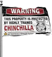 Bar For Man Cave Warning This Property Is Protected By A Highly Trained Chinchilla Flag Car Flags For Room Man Cave Flags(120X180CM)