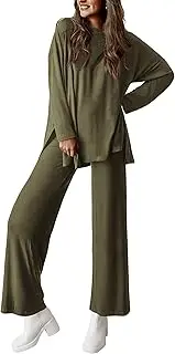 [PRETTYGARDEN] Women's Two Piece Lounge Sets Matching Long Sleeve Shirts Wide Leg Pants Tracksuits Travel Outfits Fall Clothes