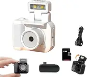 2025 New 64g Retroscope Mini Camera, Gen.2 Mini Retro Keychain Cameras, Tiny Nostalgic Cameras, 1080p HD Screen, Built-in Filter, 90° Flip Flash (White,32G)