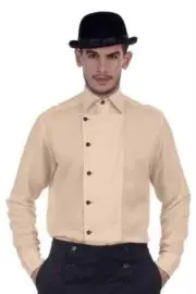 The Pirate Dressing C1293 Ulysses Side-Button Shirt- Almond - X-Large