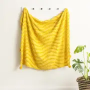 Renee Taylor Mustard Vintage Washed Tufted 130x200cm Throw Wave Cotton Chenille