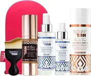 Skinny Tan Anti-Aging Ultimate Tanning Bundle – Coconut Water Tanning Mist, Face Mist, Wonder Serum, Notox Elixir, Miracle Brush & Velvet Mitt – Hydrating, Self-Tanning Kit