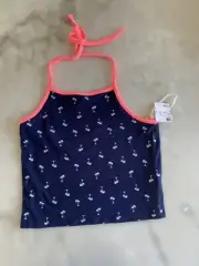 New! Epic threads girls halter tank top palm tree print size XL navy
