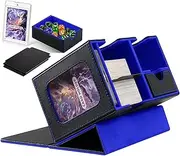 CardNovux Deck Box with Commander Display, Card Storage Box Fits 200+ Double Sleeved, Deck Case for Game & Sports with 2 Dividers & 35pt Magnetic Holder (Blue)