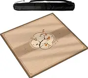 Square Mahjong Mat with Rubber Backing, Anti Slip and Wear-Resistant Table Cover, Table Mat for Mahjong Paigow Poker and Tile Game,Brown (60 cm/23.62 in)