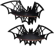 HOODANCOS Floating Shelf Wall-Mounted Living Room Storage Decor Wooden Corner Shelves Halloween Decorative