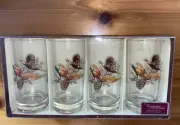 Vintage Dusseau Collection 4Pc Set Rare Pheasant Glasses Collection
