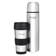 2pc Thermos Thermocafe 1L Stainless Steel Flask & 420ml Travel Tumbler Combo Set