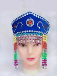 在飛比找樂天市場購物網優惠-女蒙古族舞蹈演出頭飾民族表演服頭飾蒙古頭飾舞蹈用品無頂帽