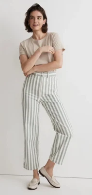 Madewell Emmet 2.0 Wide Leg Crop Pants Stripe Patch Pocket Edition Size 32 NWT