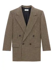 [Saint Laurent Paris] Saint Laurent Paris-Giacca In Lana Vichy-Donna 40 FR