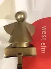 West Elm St Jude Metal Angel Stocking Holder NEW! Brass Finish Christmas Holiday