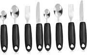 ULTECHNOVO 2sets Weighted Eating Utensils for Elderly Adaptive Tableware with Ergonomic Handles for Tremors and Disabilities Includes