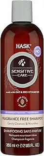 HASK Sensitive Care Shampoo for all hair types, fragrance free, vegan, colour safe, gluten-free, sulfate-free, paraben-free - 1 355mL Bottle