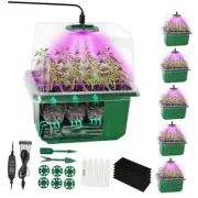 Self Watering Seed Starter Tray with Grow Light,6 Pack/72 Cells Seed Starter