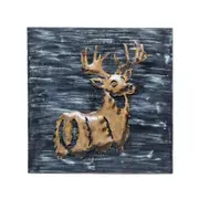 Wall Mounted Deer Handmade Iron Wood 3D