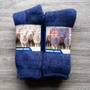 6 Prs 6-11 90% Australian Merino Wool Socks Work Hiking Calf Thermal Warm Navy